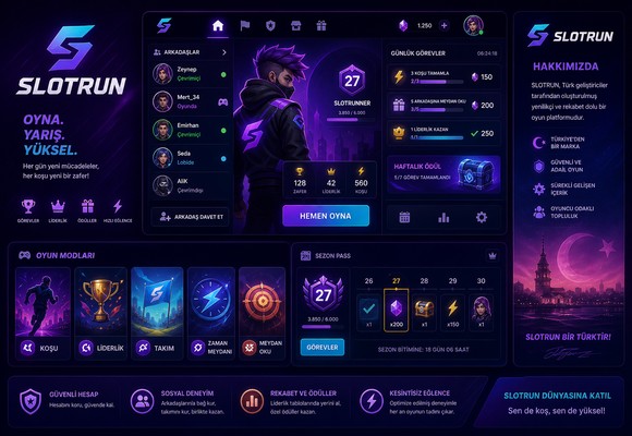 Slotrun platform arayüzü ve oyun ekranı